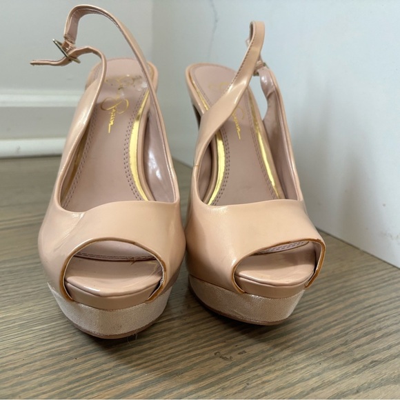 Jessica Simpson Solano Nude Tan Rose Gold Champagne Slingback Heels Pumps size 8 - Picture 2 of 12
